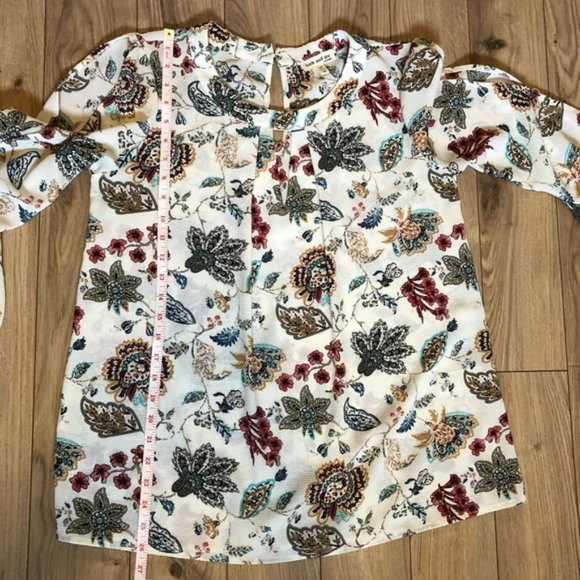 Womens Faith & Joy Open Long sleeve Floral Blouse size M - Picture 12 of 14